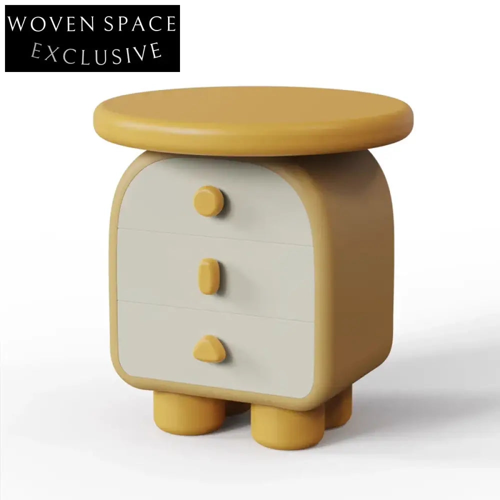 Charming Solid Wood Nightstand with Unique Handle, Modern Bedroom Side Table