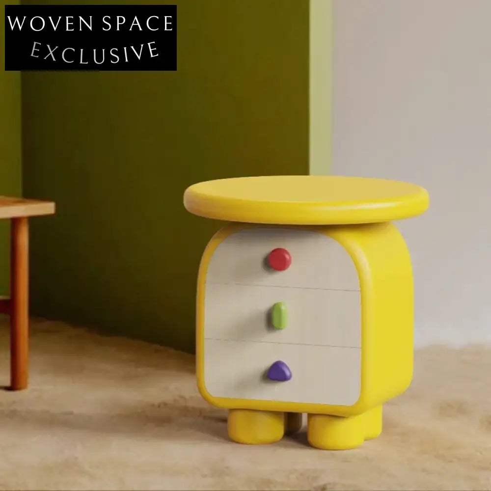 Charming Solid Wood Nightstand with Unique Handle, Modern Bedroom Side Table