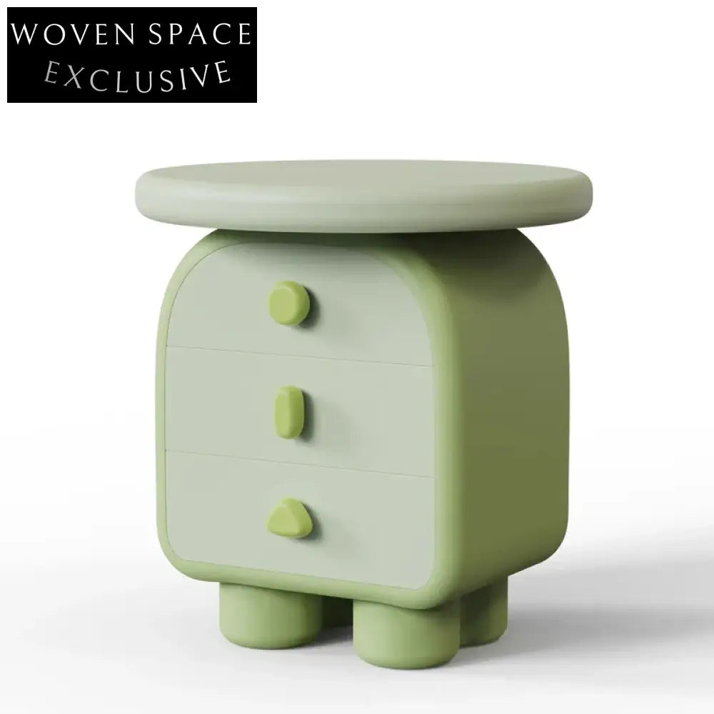 Charming Solid Wood Nightstand with Unique Handle, Modern Bedroom Side Table