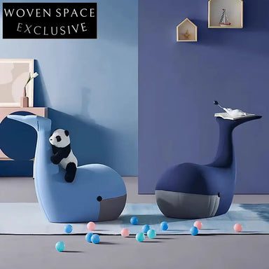 Charming Whale Animal Shaped Children's Stool - Soft Fabric Kids Reading Seat