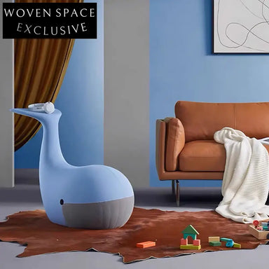 Charming Whale Animal Shaped Children's Stool - Soft Fabric Kids Reading Seat