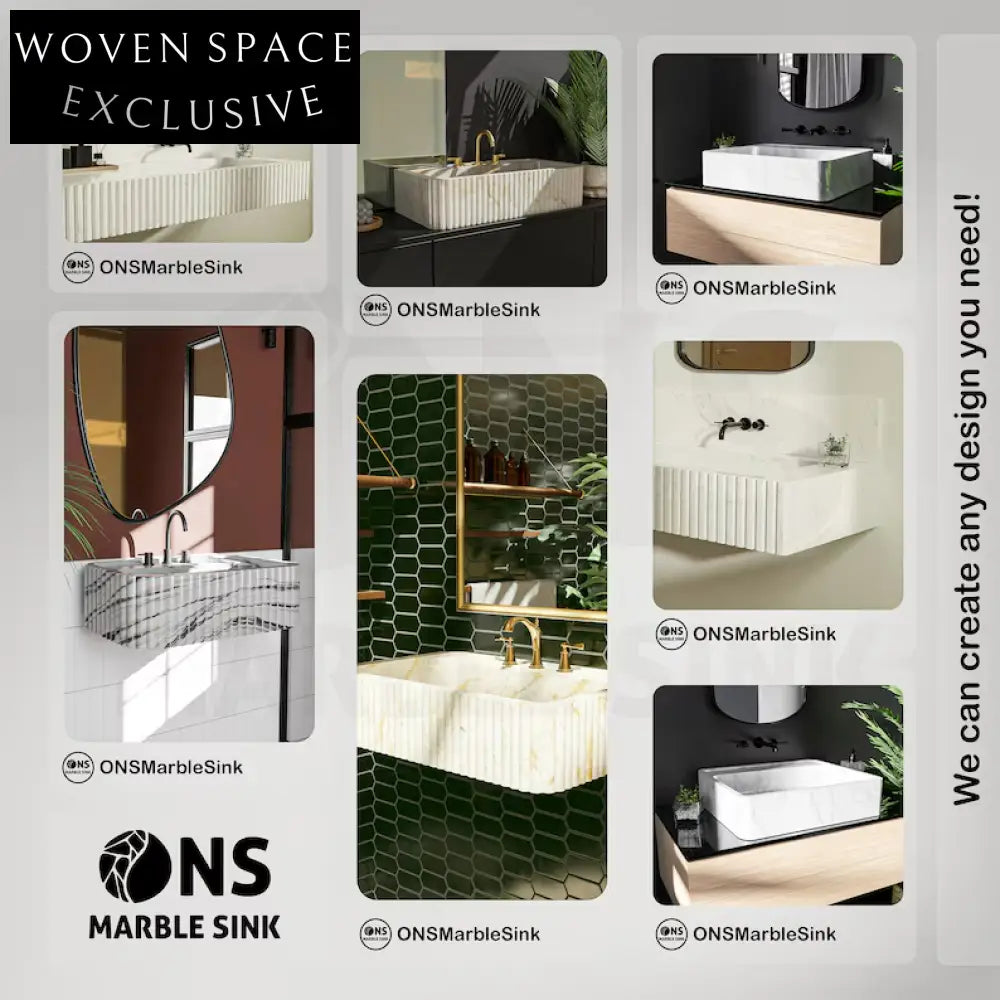 Chiara Designer Calacatta Monet Marble Sink Wall Mount Luxurious Finish