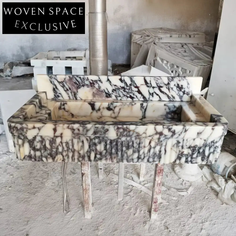 Chiara Designer Calacatta Monet Marble Sink Wall Mount Luxurious Finish