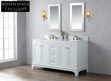Chic 60-inch Floor Standing Birch Plywood Bathroom Vanity with Quartz Top