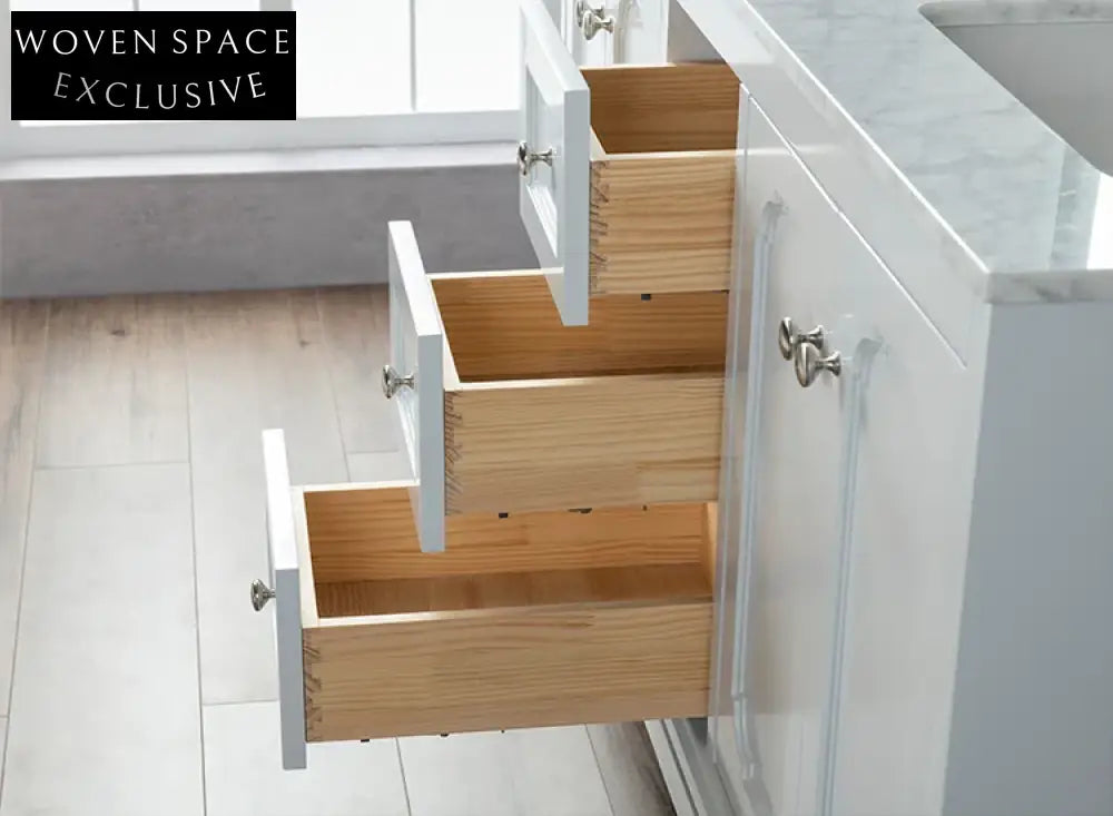 Chic 60-inch Floor Standing Birch Plywood Bathroom Vanity with Quartz Top