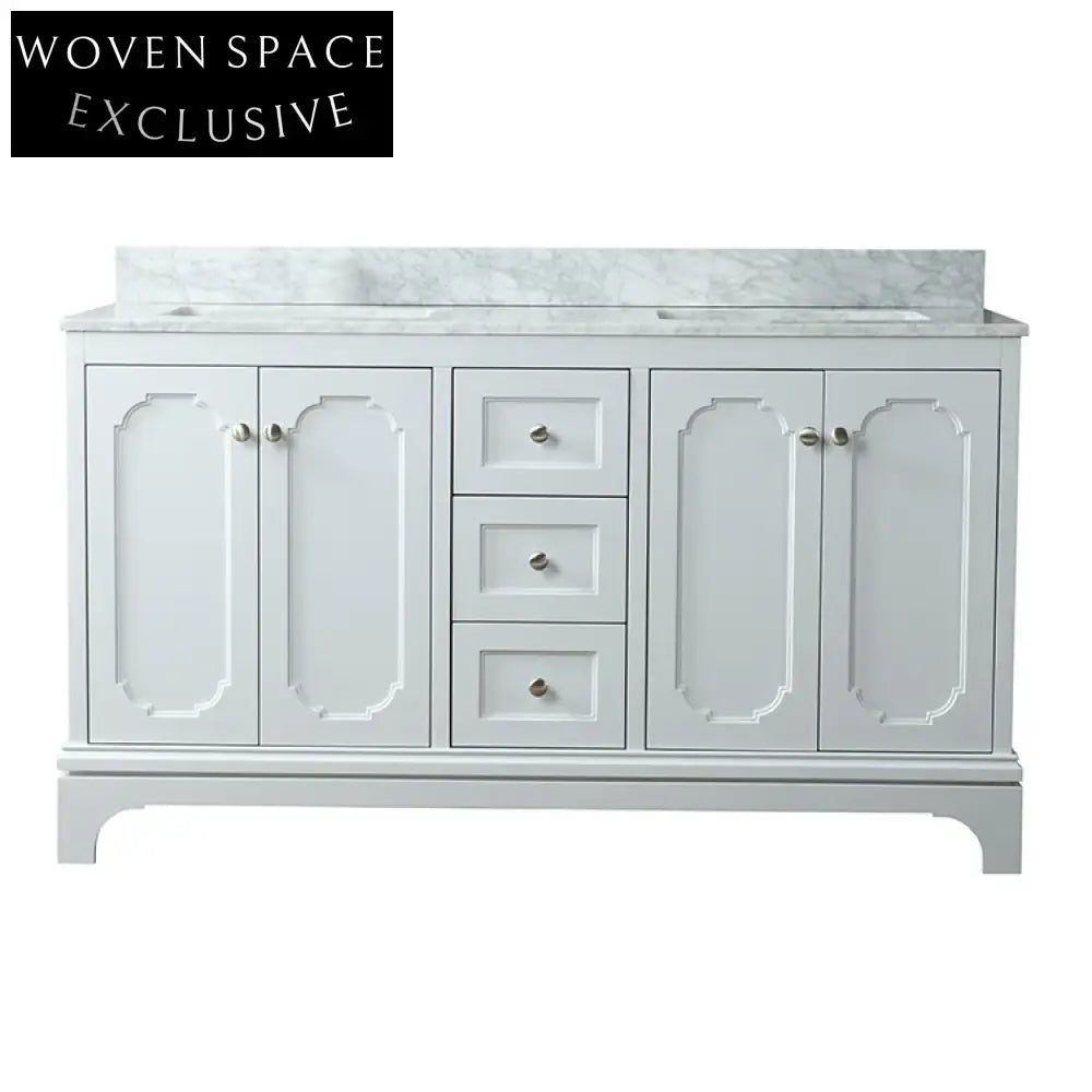 Chic 60-inch Floor Standing Birch Plywood Bathroom Vanity with Quartz Top