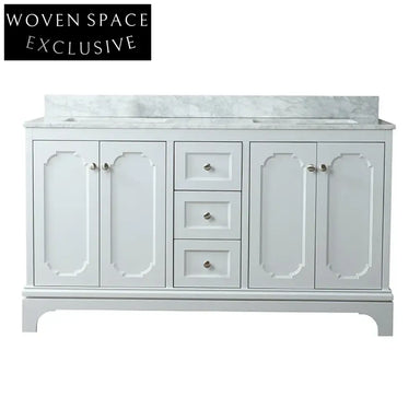 Chic 60-inch Floor Standing Birch Plywood Bathroom Vanity with Quartz Top