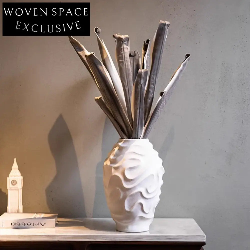 Chic Abstract White Ceramic Decorative Flower Vase for Modern Home Decor