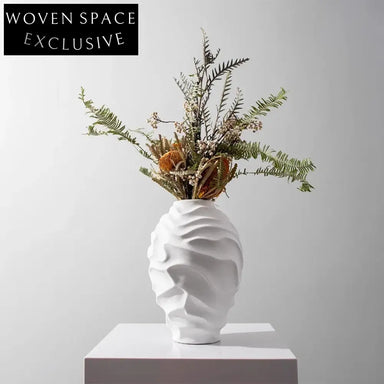 Chic Abstract White Ceramic Decorative Flower Vase for Modern Home Decor