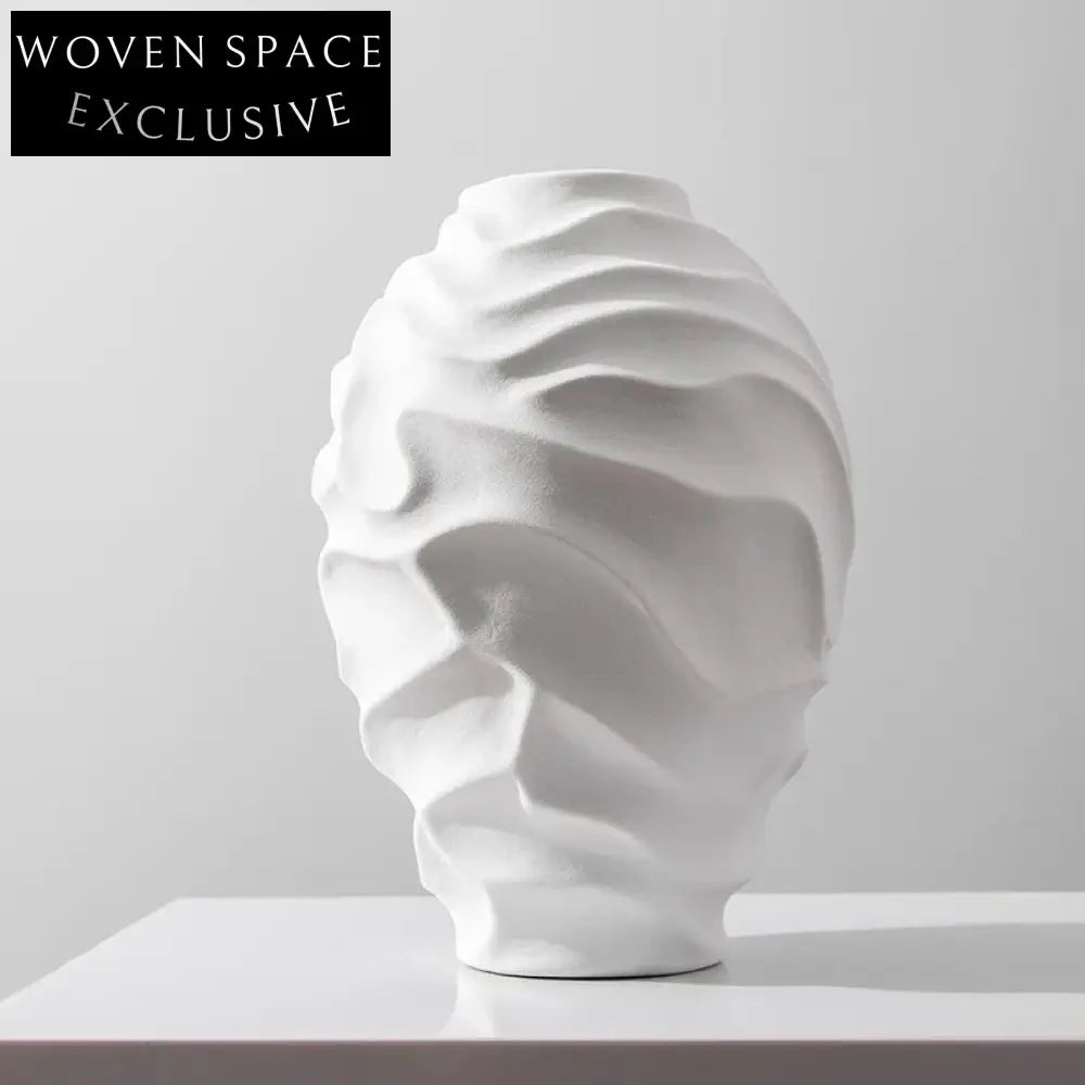 Chic Abstract White Ceramic Decorative Flower Vase for Modern Home Decor