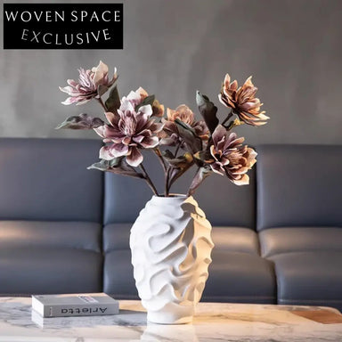Chic Abstract White Ceramic Decorative Flower Vase for Modern Home Decor