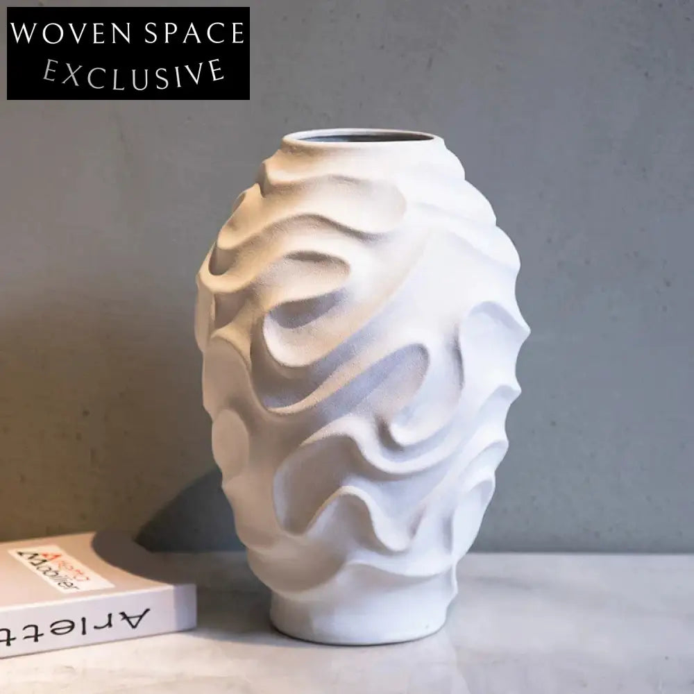 Chic Abstract White Ceramic Decorative Flower Vase for Modern Home Decor