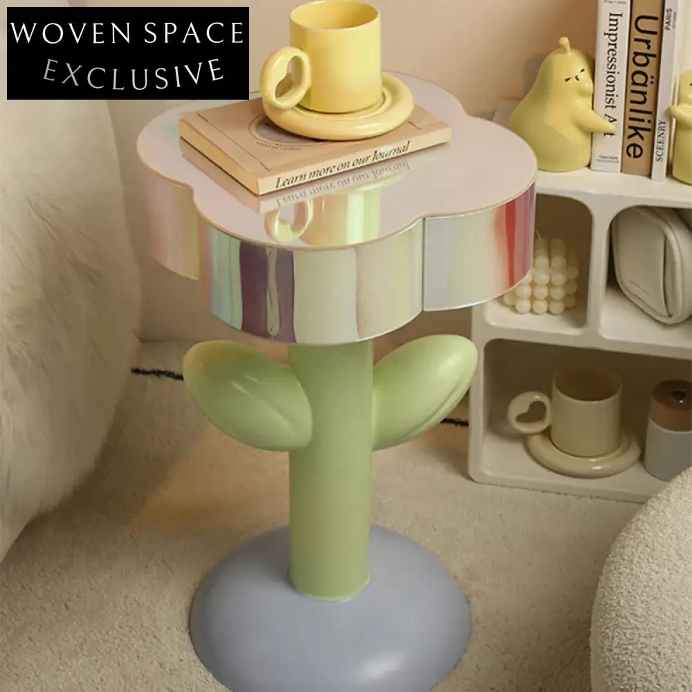 Chic Acrylic Flower Accent Coffee Table with Metal Base for Modern Homes