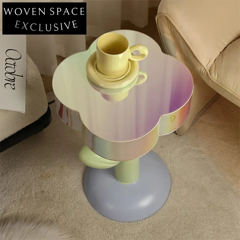 Chic Acrylic Flower Accent Coffee Table with Metal Base for Modern Homes