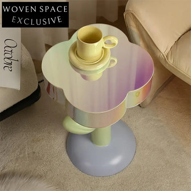 Chic Acrylic Flower Accent Coffee Table with Metal Base for Modern Homes