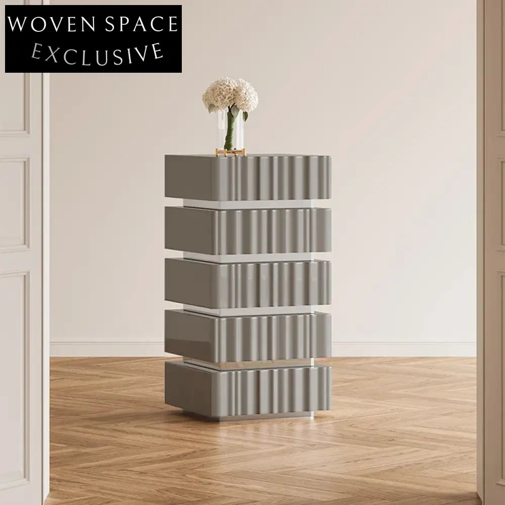 Chic Black Nordic Solid Wood 5-Drawer Living Room Side Storage Cabinet