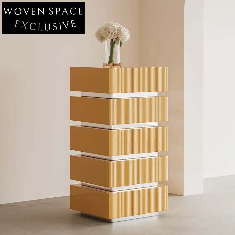 Chic Black Nordic Solid Wood 5-Drawer Living Room Side Storage Cabinet