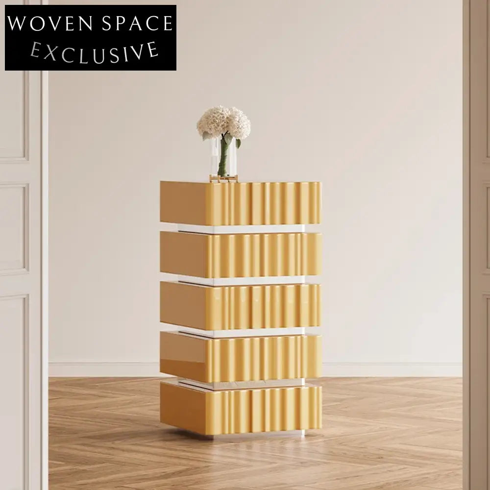 Chic Black Nordic Solid Wood 5-Drawer Living Room Side Storage Cabinet