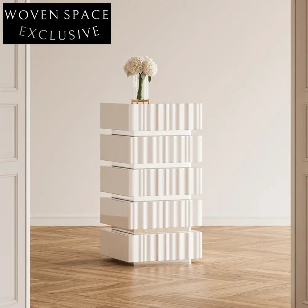 Chic Black Nordic Solid Wood 5-Drawer Living Room Side Storage Cabinet