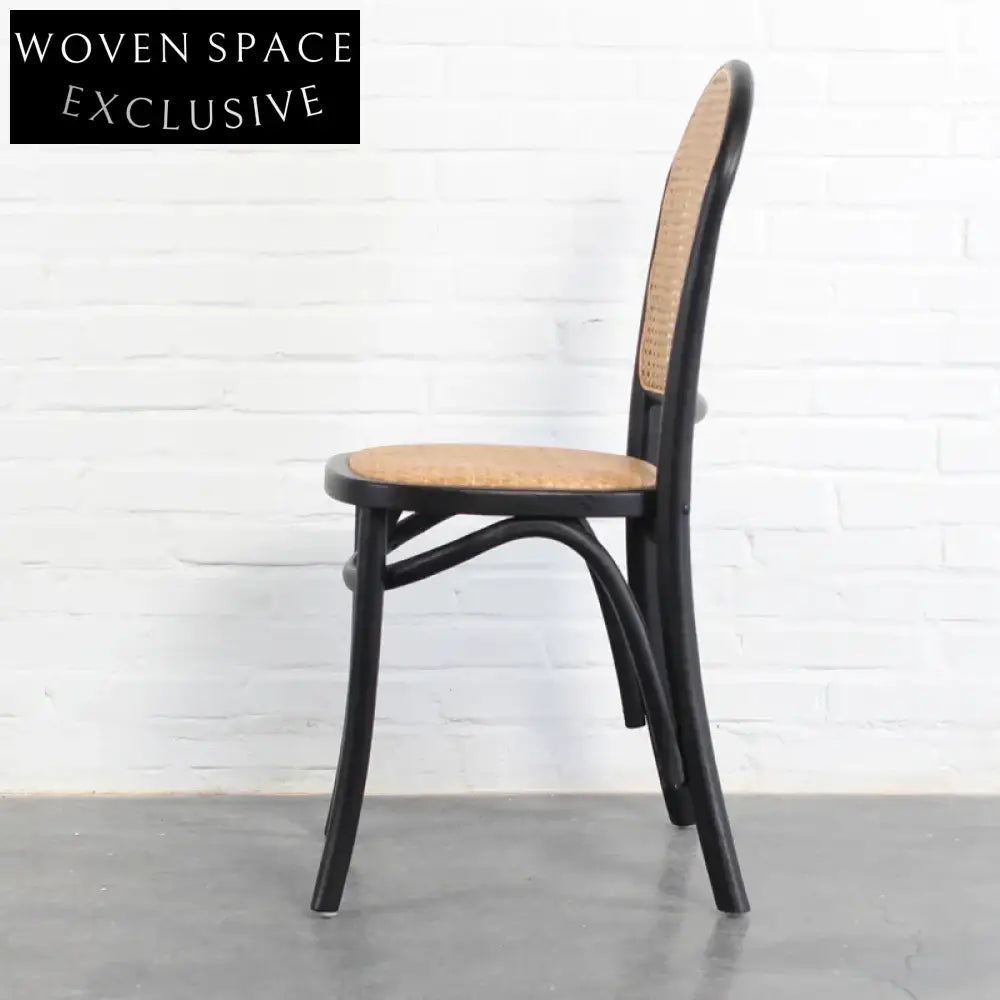 Chic Black Oak Rattan Cane Back Dining Chair for Weddings, Events, Home Decor