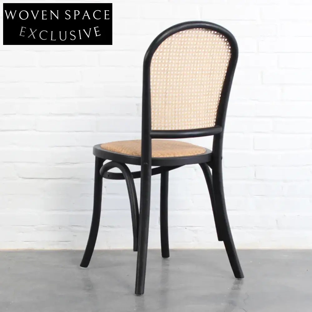 Chic Black Oak Rattan Cane Back Dining Chair for Weddings, Events, Home Decor