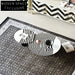 Chic Black White Round Marble Coffee Table Set with Stainless Steel Base