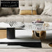 Chic Black White Round Marble Coffee Table Set with Stainless Steel Base