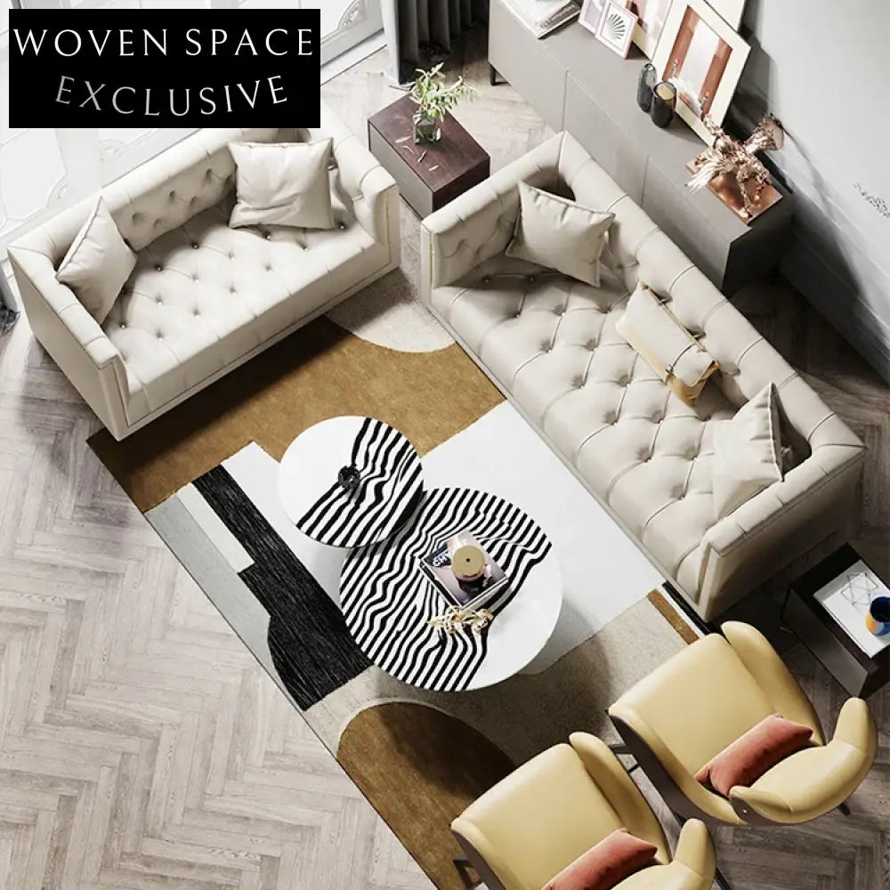 Chic Black White Round Marble Coffee Table Set with Stainless Steel Base