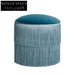 Chic Blue Velvet Tufted Round Ottoman - European Style Footrest Stool