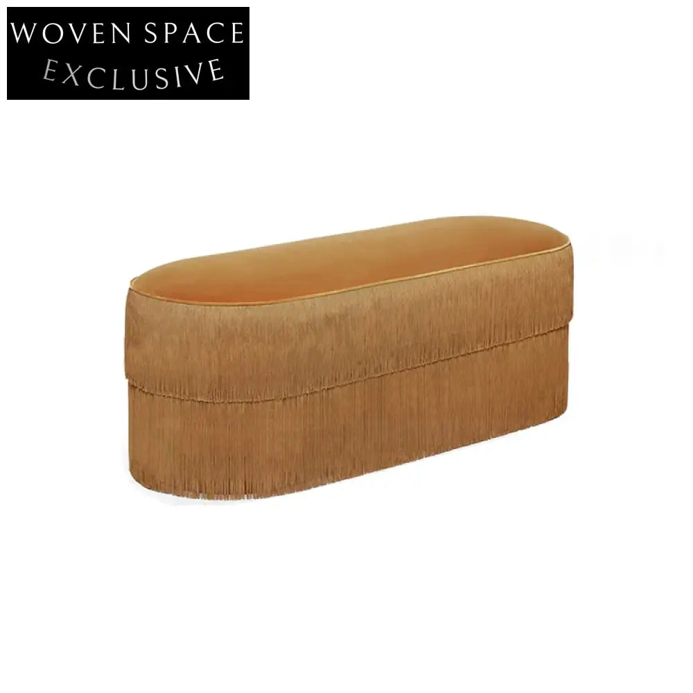 Chic Blue Velvet Tufted Round Ottoman - European Style Footrest Stool