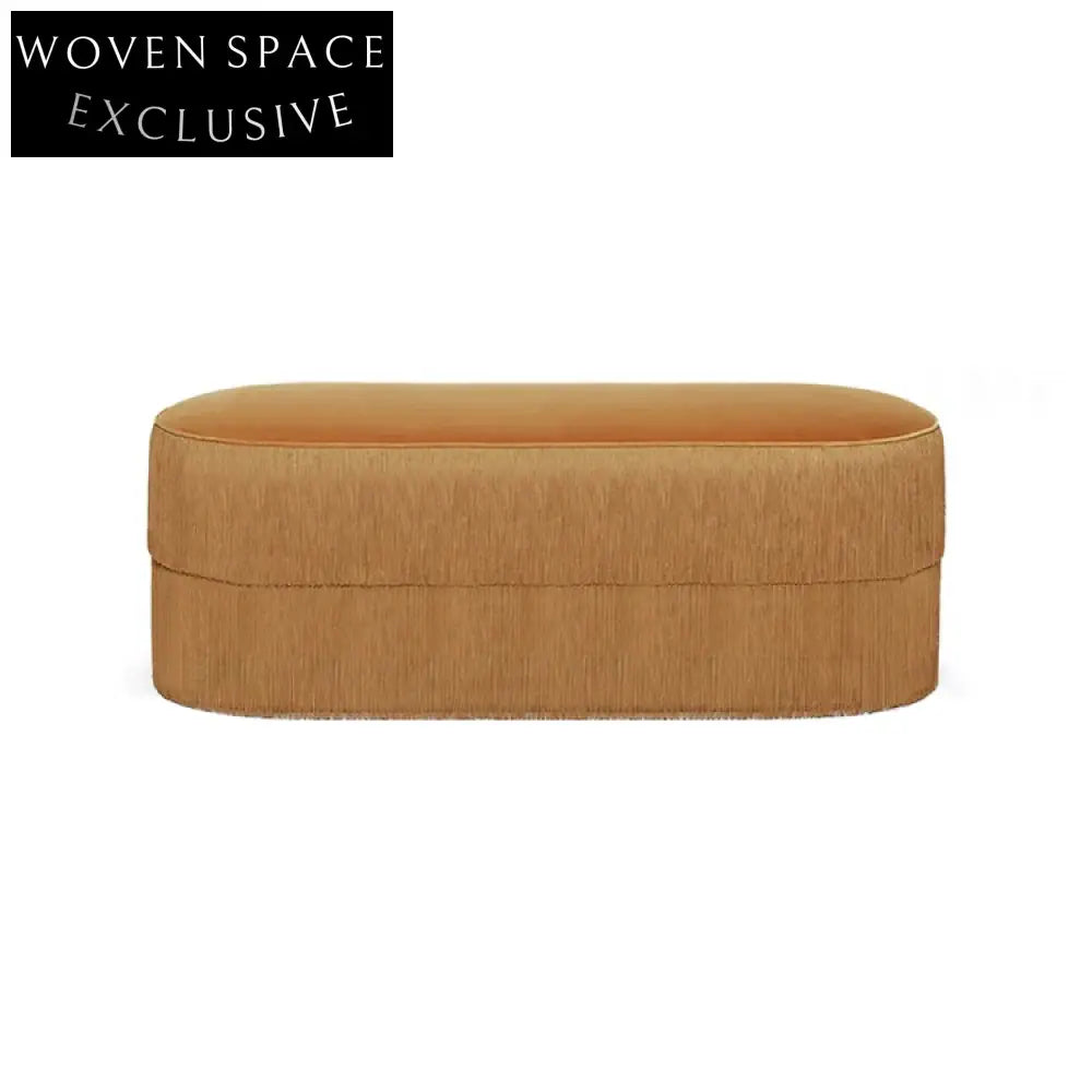 Chic Blue Velvet Tufted Round Ottoman - European Style Footrest Stool