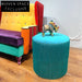 Chic Blue Velvet Tufted Round Ottoman - European Style Footrest Stool