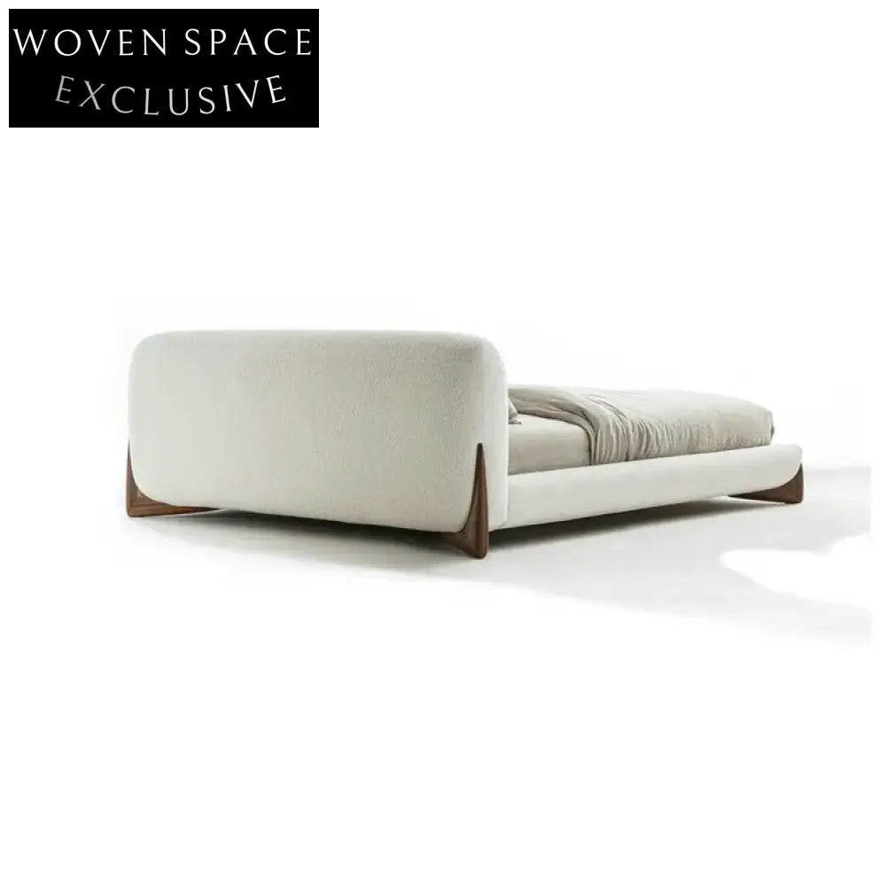 Chic Boucle Upholstered Storage Bed Frame: Modern Wooden Design & Metallic Details