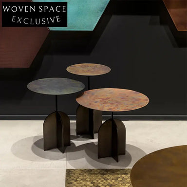 Chic Bronze Round Metal Nesting Coffee Table Set for Modern Living