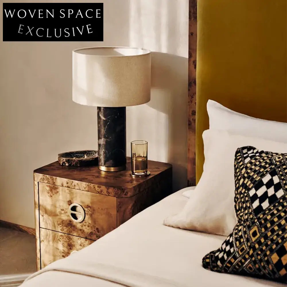 Chic Burl Bark Wood Modern Luxury Nightstand for Bedroom Home Hotel Side Table