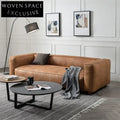 Chic Camel Leather Art Sofa, Modern Industrial Style Living Room Couch