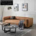 Chic Camel Leather Art Sofa, Modern Industrial Style Living Room Couch