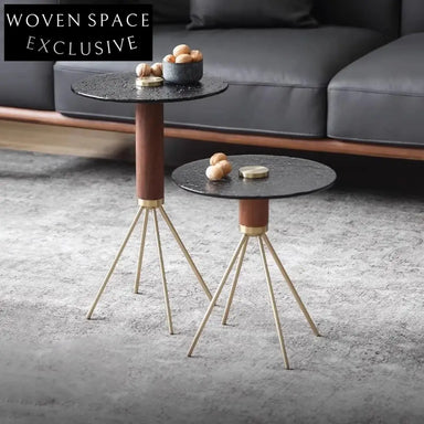Chic Clear Glass Round Metal Leg Nesting Coffee Side Table Set