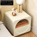Chic Cream White Wood Nightstand with Storage Drawer & Open Shelf