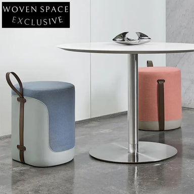 Chic Fabric Round Ottoman Stool, Versatile Leisure Dressing Office Seat