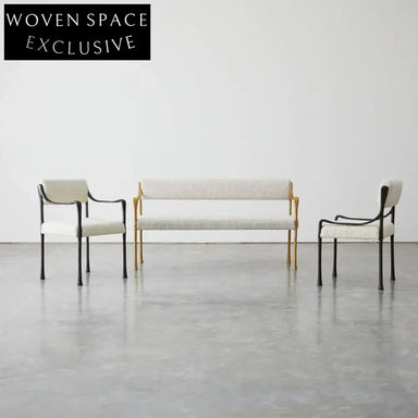 Chic Fabric Upholstered Metal Frame Modern Restaurant Dining Armchair