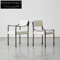 Chic Fabric Upholstered Metal Frame Modern Restaurant Dining Armchair