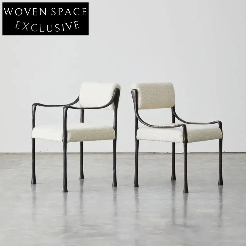 Chic Fabric Upholstered Metal Frame Modern Restaurant Dining Armchair