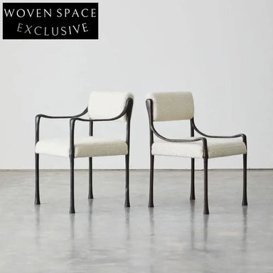 Chic Fabric Upholstered Metal Frame Modern Restaurant Dining Armchair