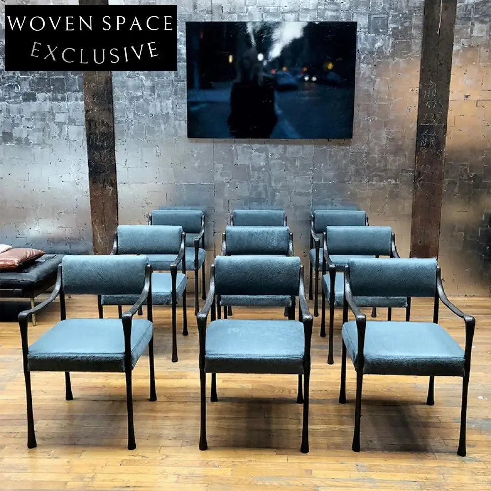 Chic Fabric Upholstered Metal Frame Modern Restaurant Dining Armchair