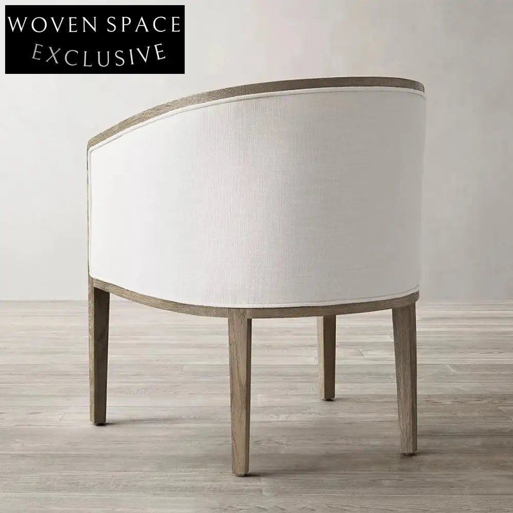 Chic French Contemporary Arm Dining Chair, Smoked Oak, Scandinavian Padded Fabric