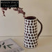 Chic French Country Black Spotted Clay Kettle Vase with Handle for Decor