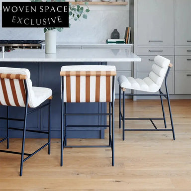 Chic French Country Boucle Counter Stool for Kitchen Island Dining Bar