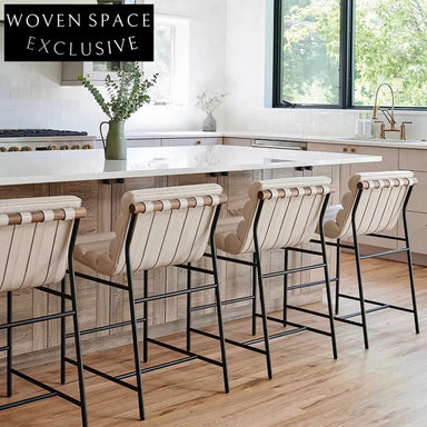 Chic French Country Boucle Counter Stool for Kitchen Island Dining Bar