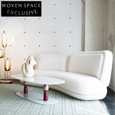 Chic French Postmodern Carrara Marble Oval Stone Coffee Table for Living Room